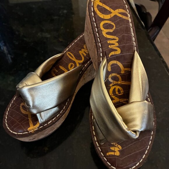 Sam Edelman Ramsey Gold Wedge Sandals - NEW; No Box - SZ 6.5 - Picture 2 of 9